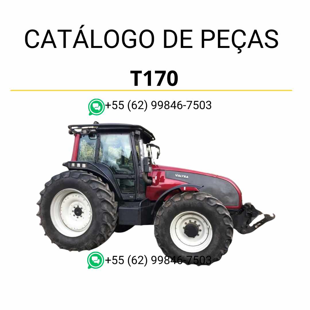 Catálogo de peças Valtra T170 T Series em PDF com ilustrações técnicas detalhadas e lista completa de componentes originais.