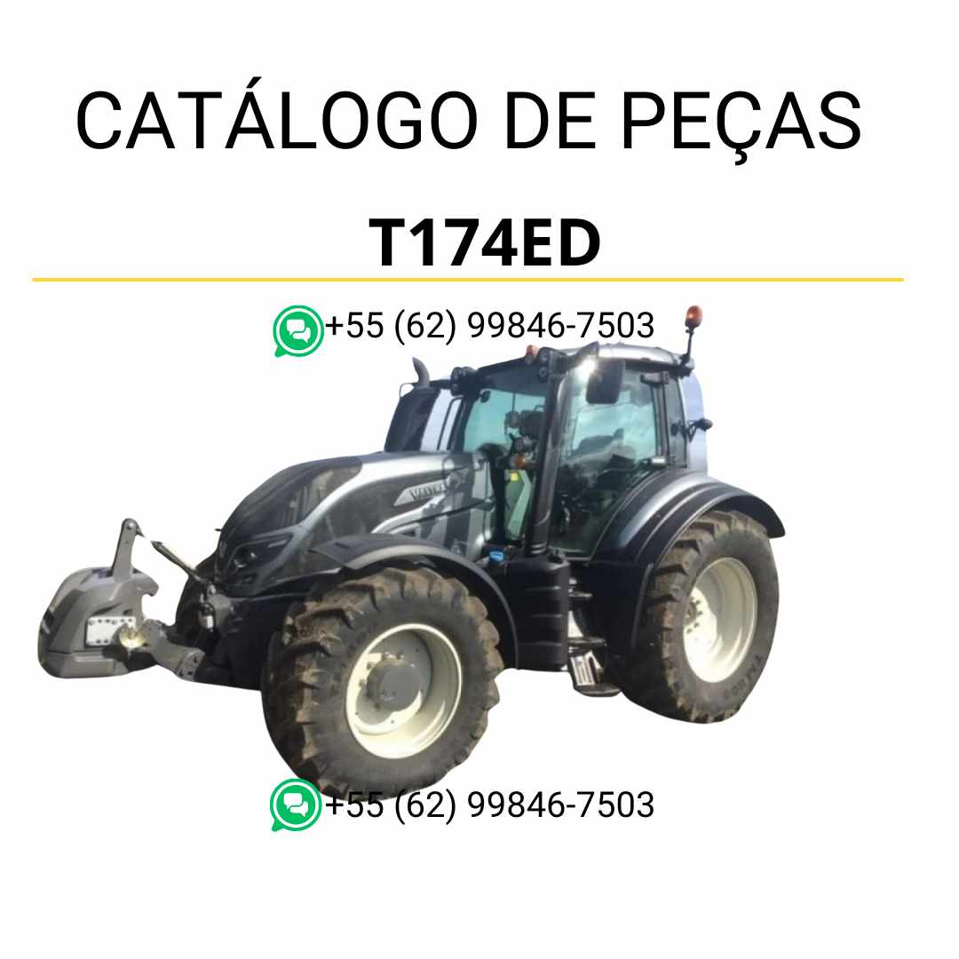 Catálogo de peças Valtra T174ED T4 Series em PDF com ilustrações detalhadas, vistas explodidas e códigos originais de componentes.