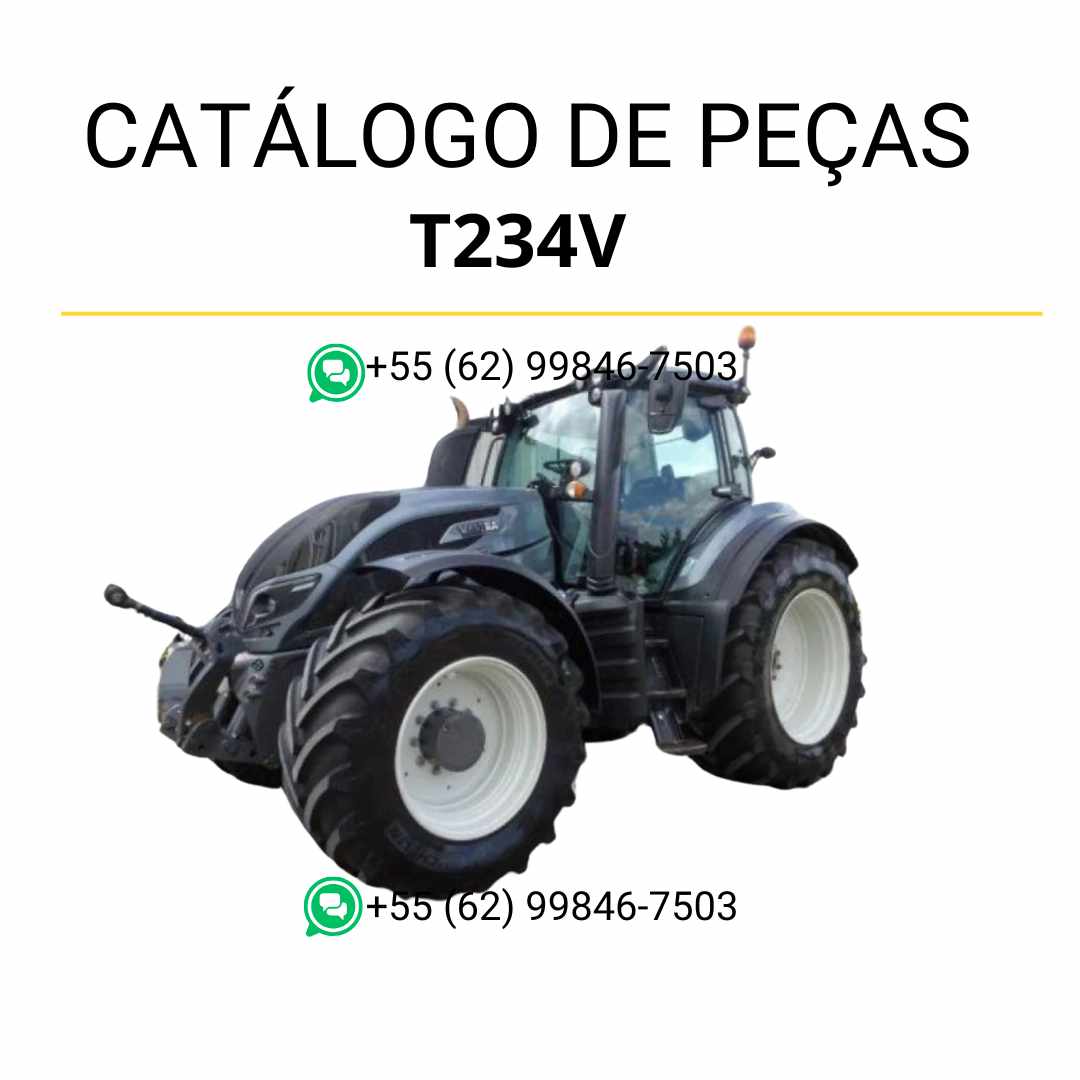 Catálogo de peças Valtra T234V T4 Series Trator em PDF — traz ilustrações técnicas detalhadas, diagramas completos e lista de componentes originais para manutenção e identificação precisa das peças agrícolas.