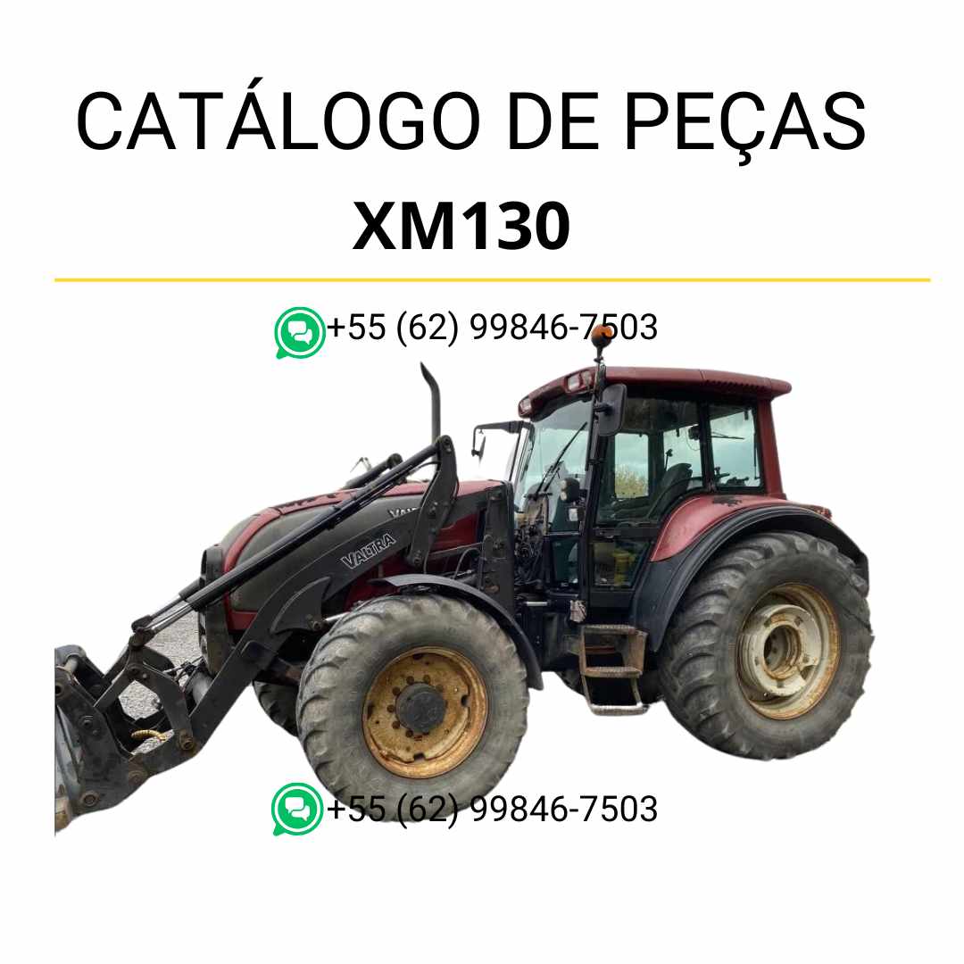 Catálogo de peças Valtra XM130 (série XM) Trator Fruteiro em PDF — apresenta diagramas técnicos detalhados, códigos originais e ilustrações completas para manutenção e identificação de componentes agrícolas.