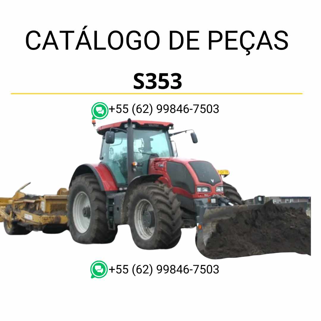 Catálogo de peças Valtra S353 em PDF — contém diagramas técnicos completos, identificação detalhada de componentes originais e guia ilustrado para manutenção do trator.