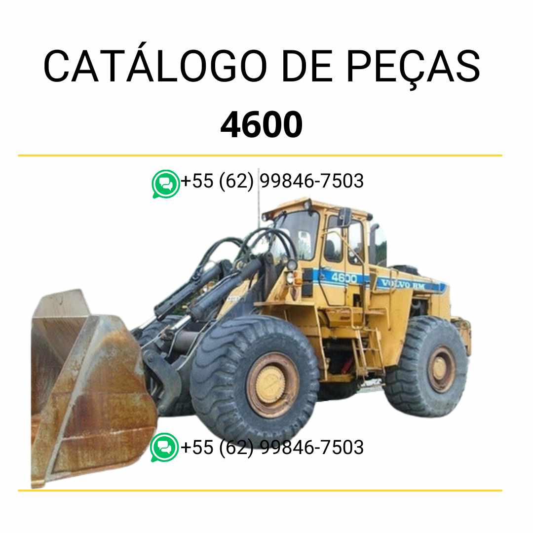 Catálogo de peças em PDF da pá carregadeira Volvo 4600 BM, com conteúdo em português, diagramas técnicos completos e códigos de componentes