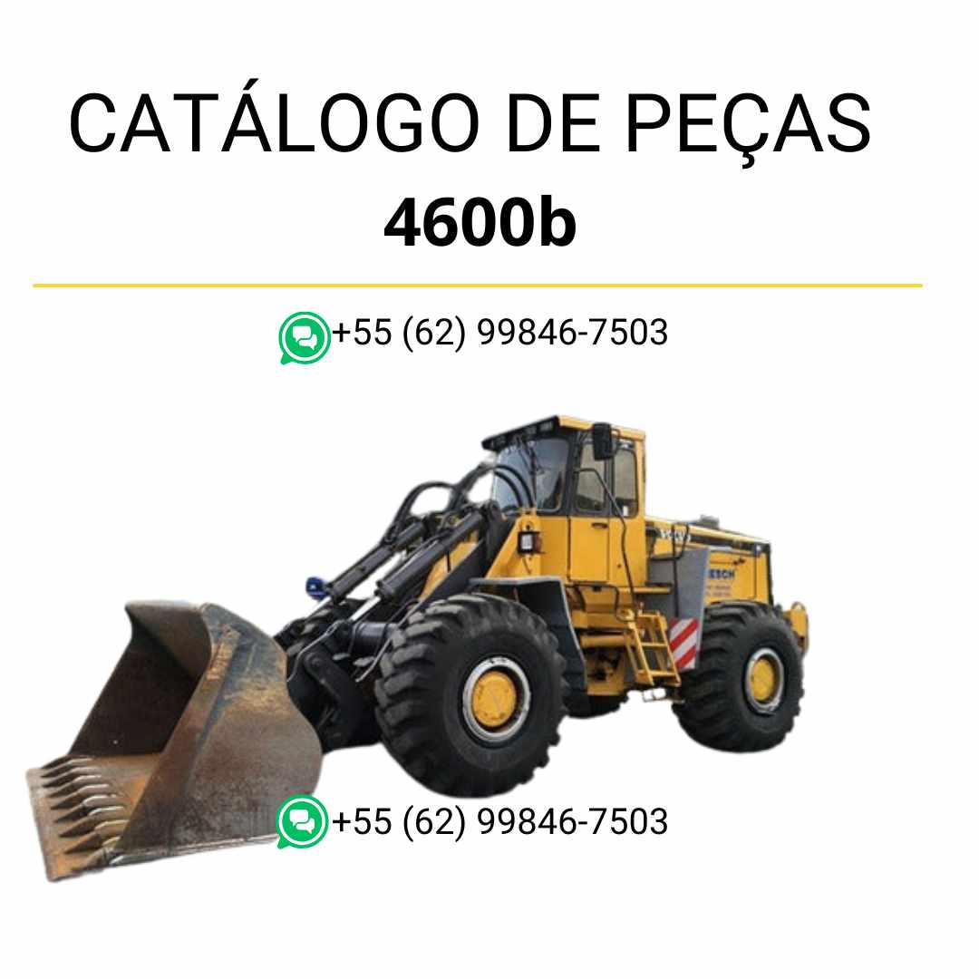 Catálogo de peças em PDF da pá carregadeira Volvo 4600B BM, com conteúdo em português, diagramas técnicos detalhados e códigos para manutenção