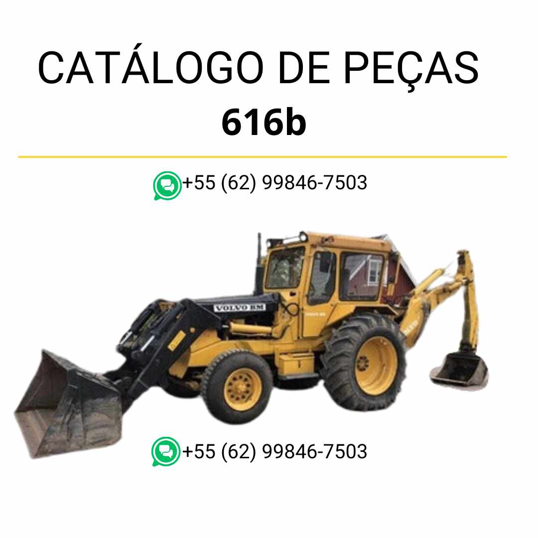 Catálogo de peças em PDF da retroescavadeira Volvo 616B BM com diagramas técnicos e códigos completos em português