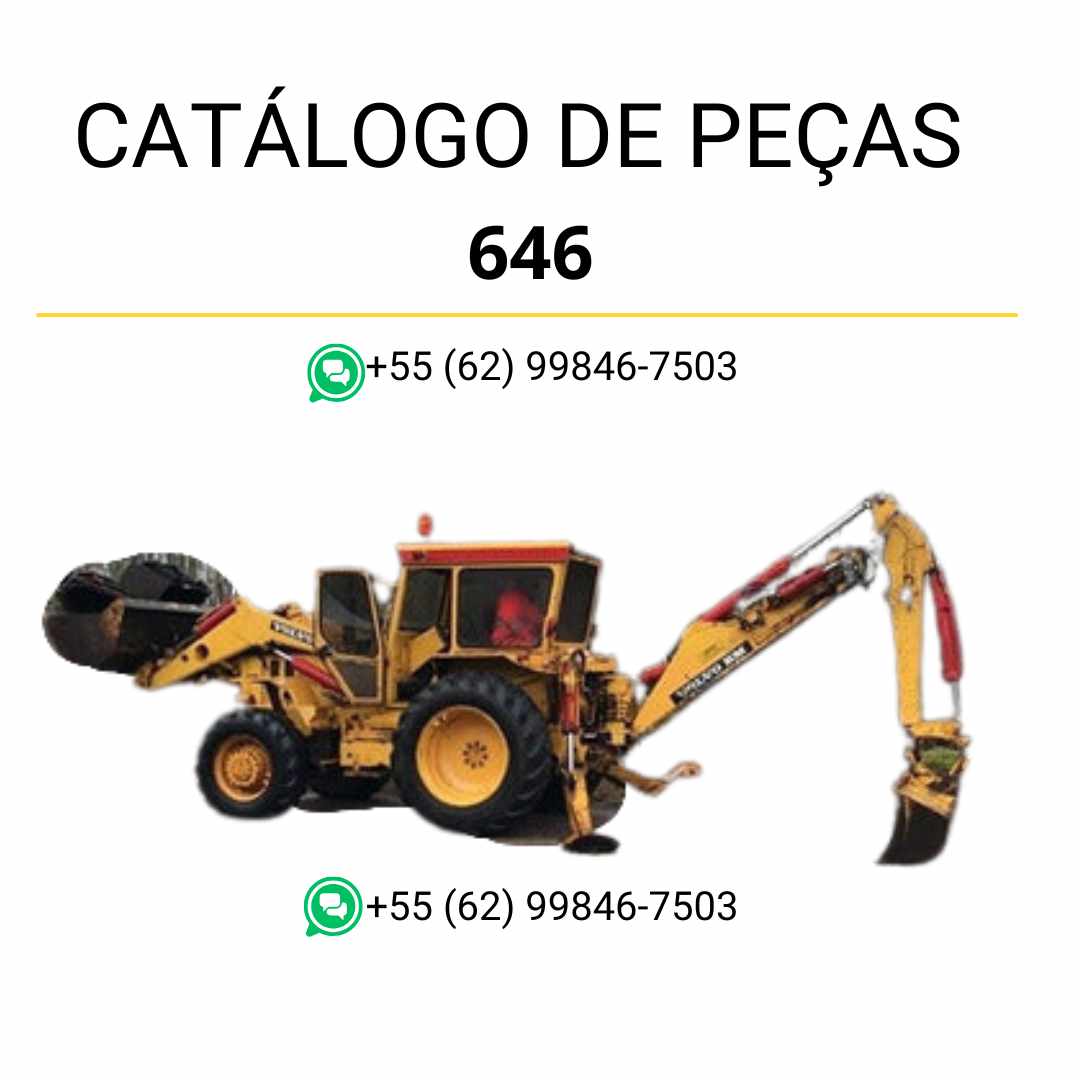 Catálogo de peças Volvo 646 BM para retroescavadeira, em PDF, idioma português, com códigos e ilustrações técnicas detalhadas
