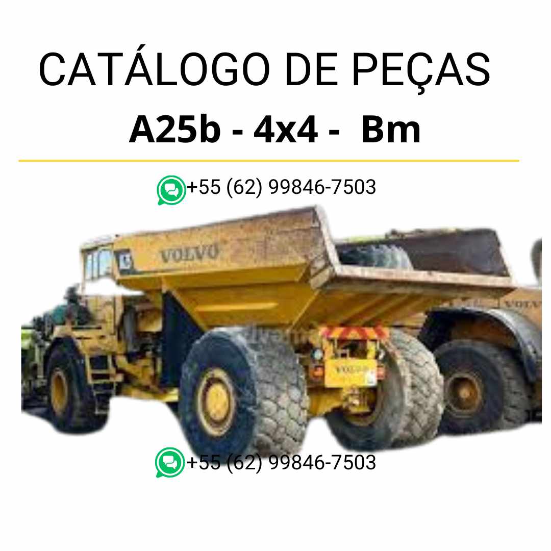 Catálogo em PDF com diagramas e lista de peças do caminhão articulado Volvo A25B BM – conteúdo técnico em português