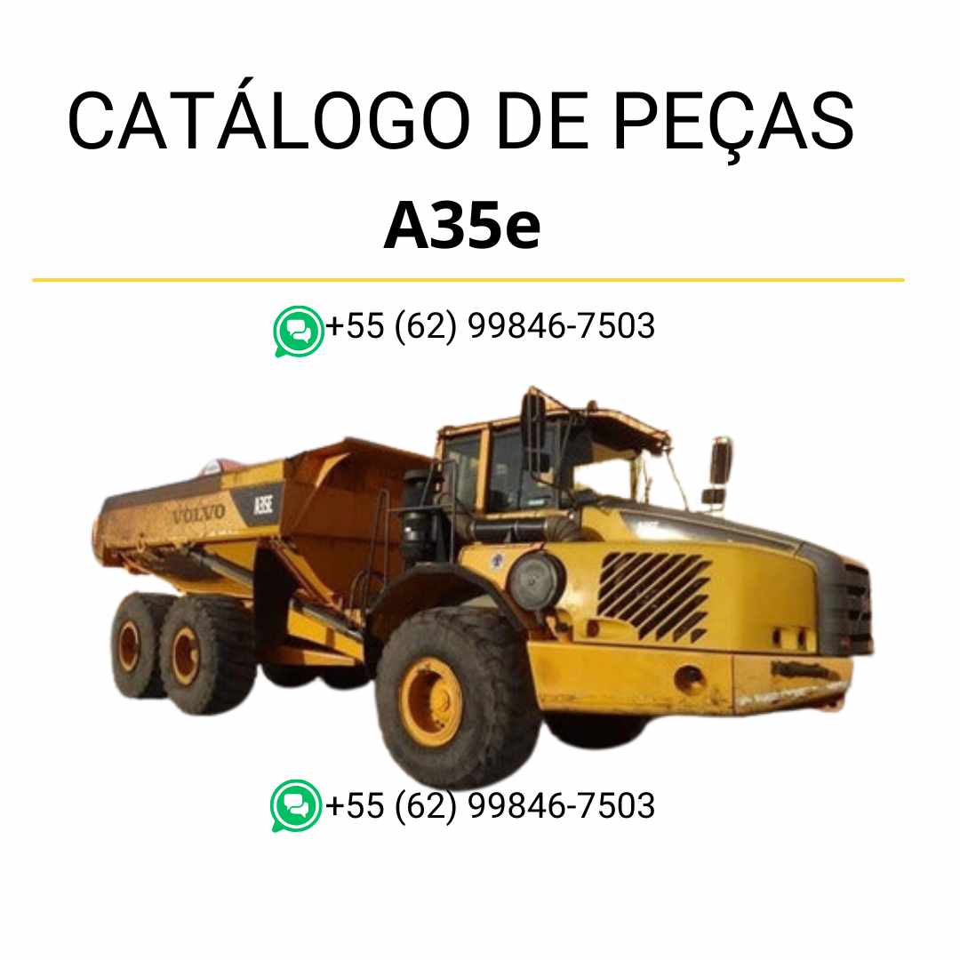 Catálogo PDF em português do caminhão articulado Volvo A35E com diagramas técnicos e lista completa de peças para manutenção