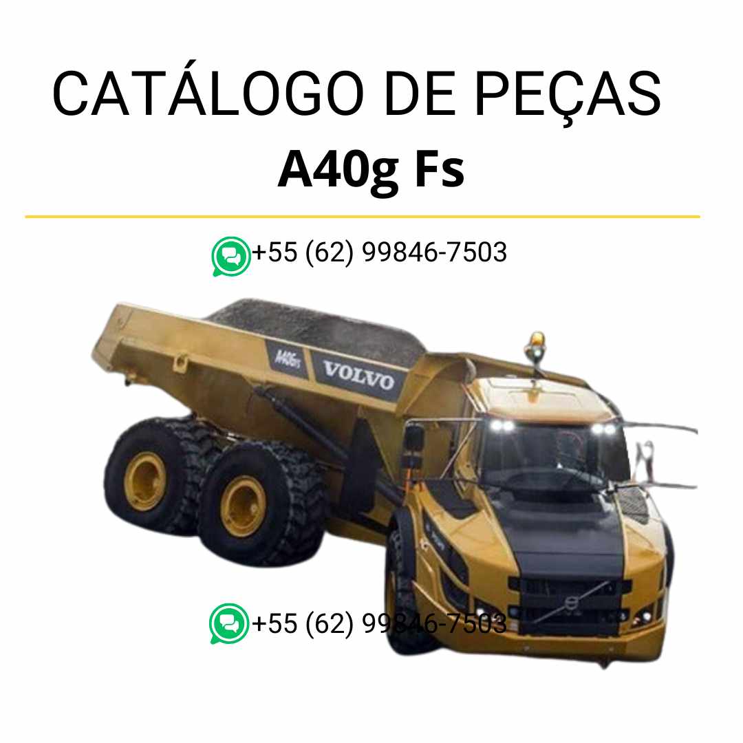 Catálogo PDF em português do caminhão articulado Volvo A40G FS com diagramas técnicos e lista completa de peças e componentes