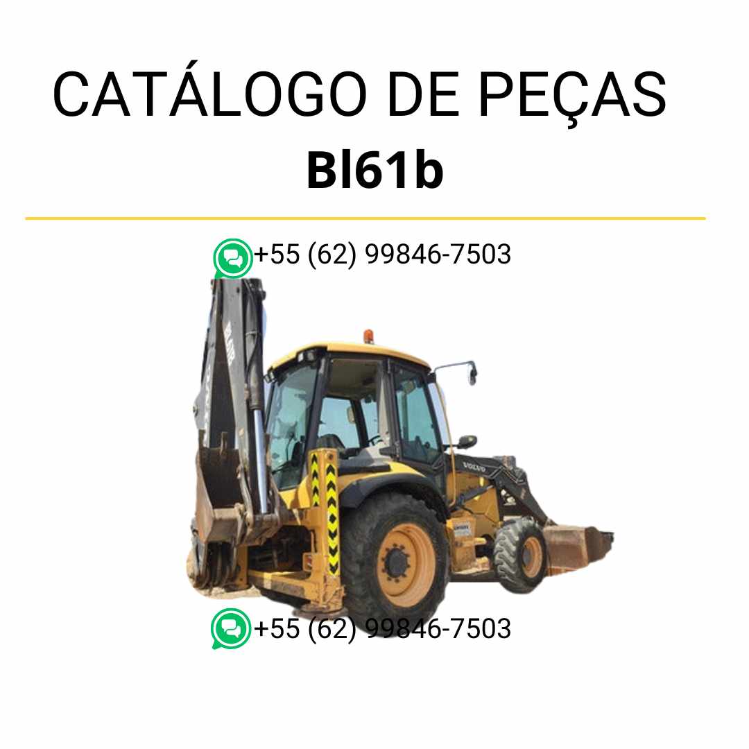Catálogo de peças em PDF para retroescavadeira Volvo BL61B, com diagramas técnicos, códigos e conteúdo em português