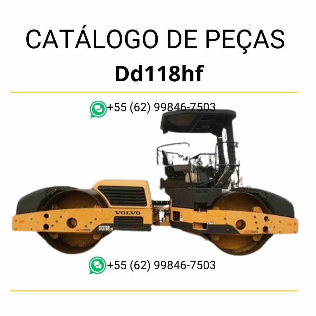 Catálogo de peças Volvo DD118HF em português, PDF técnico com listas de componentes, códigos e diagramas ilustrados de montagem