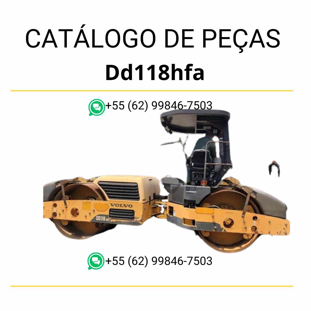 PDF em português do catálogo de peças Volvo DD118HFA, com diagramas técnicos, códigos originais e identificação completa dos componentes
