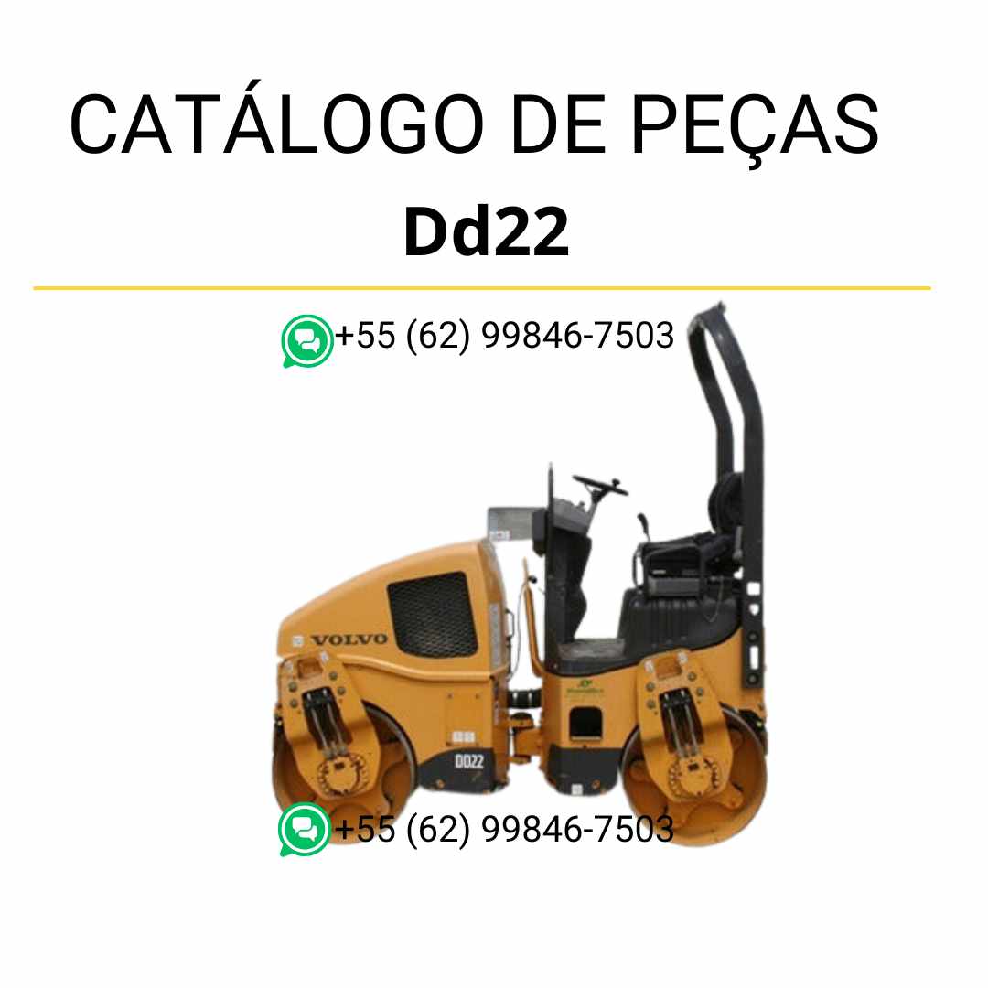 Catálogo de peças Volvo DD22 em PDF, idioma português, com códigos originais, ilustrações técnicas e listas detalhadas de componentes