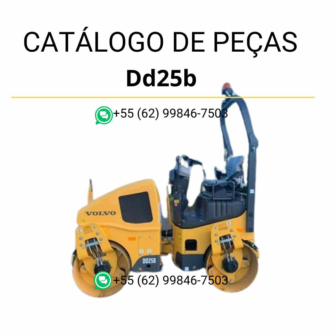 Catálogo Volvo DD25B em PDF, idioma português, com lista de peças originais, códigos, diagramas de montagem e identificação completa dos componentes