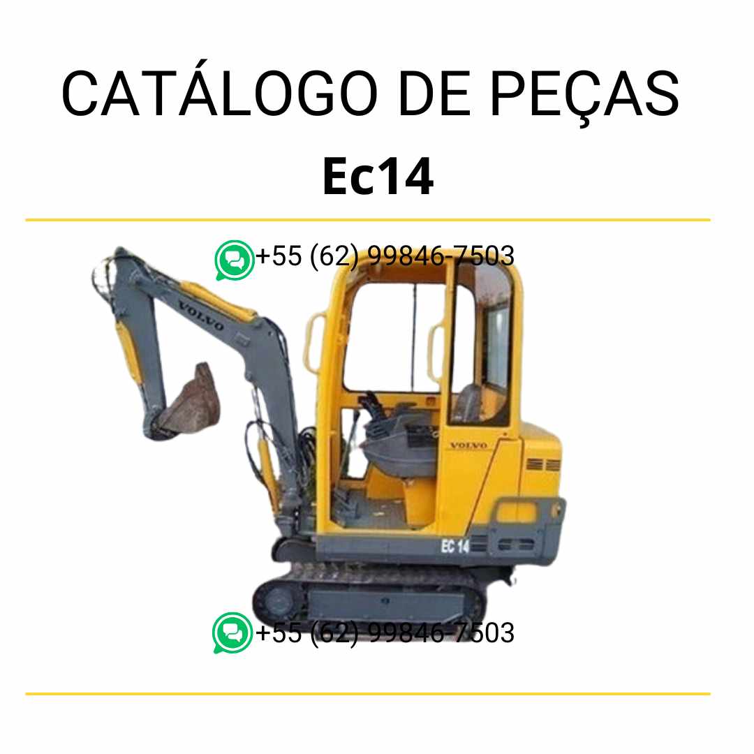 atálogo de peças em PDF da escavadeira compacta Volvo EC14, com diagramas técnicos completos em português para identificação e manutenção.
