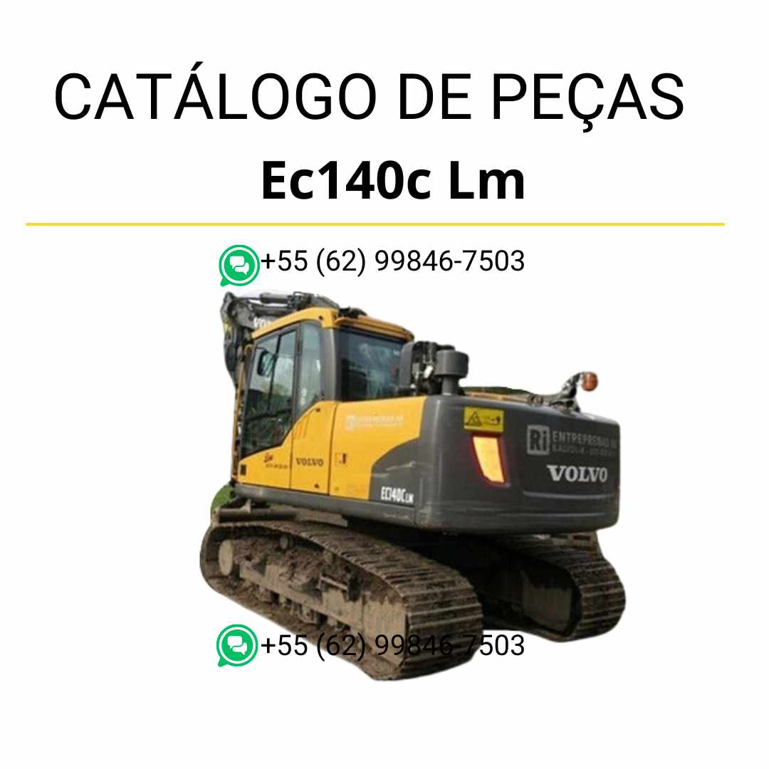 Catálogo de peças em PDF da escavadeira Volvo EC140C LM, com conteúdo técnico completo em português do Brasil e diagramas detalhados para manutenção e identificação de peças.