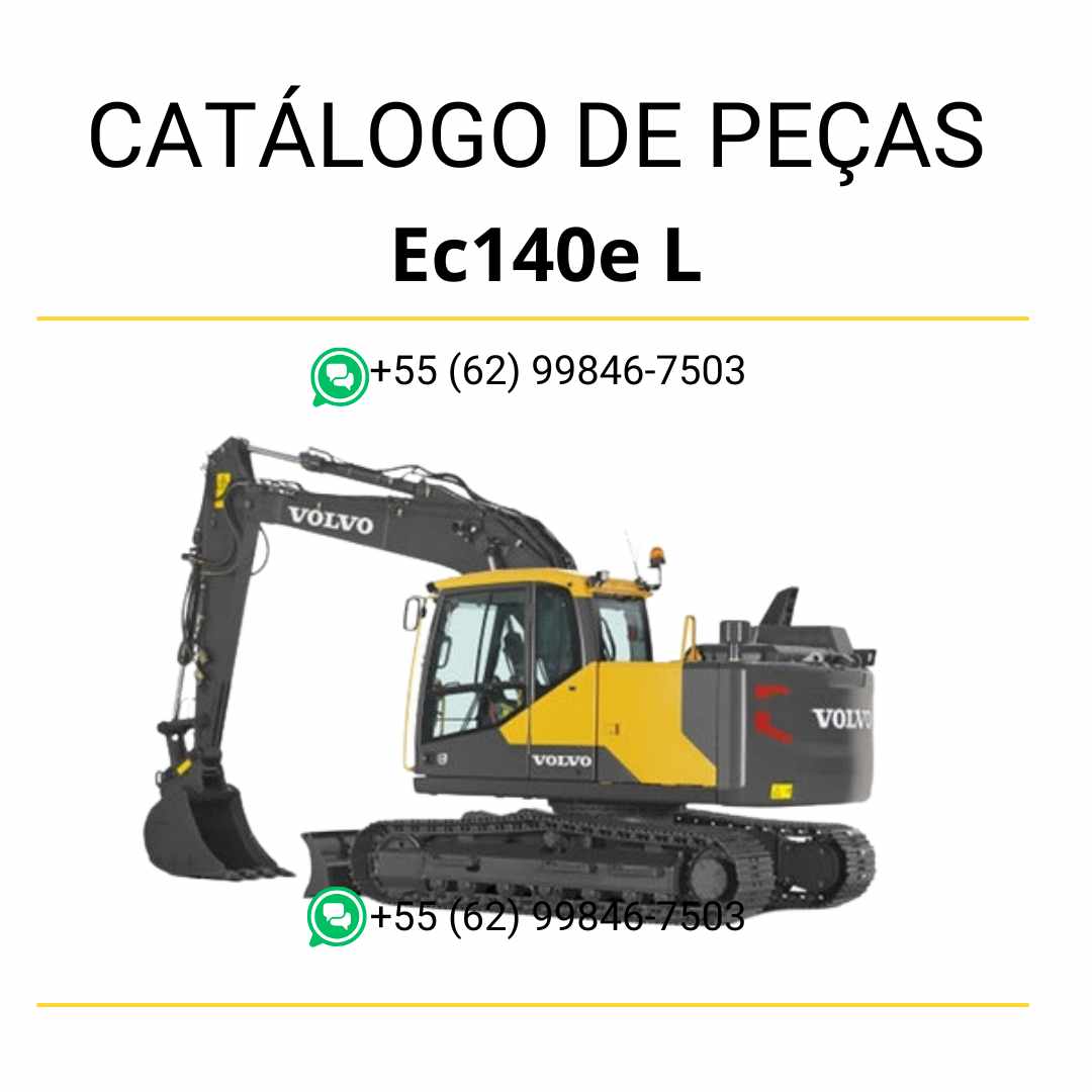 Catálogo de peças em PDF para escavadeira Volvo EC140E L, com conteúdo técnico completo em português do Brasil e diagramas detalhados para manutenção e identificação de peças.