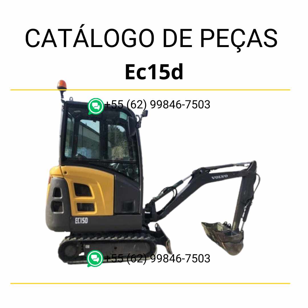 Catálogo de peças em PDF para escavadeira compacta Volvo EC15D, com conteúdo técnico em português e diagramas completos para manutenção eficiente.