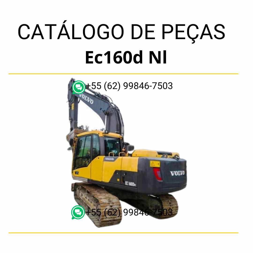 Catálogo de peças da escavadeira Volvo EC160D NL em PDF, com listas técnicas, códigos e diagramas em português.