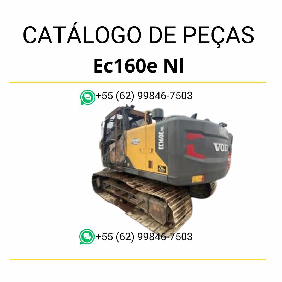 Catálogo de peças da escavadeira Volvo EC160E NL em PDF, com diagramas técnicos e listas em português para manutenção precisa.