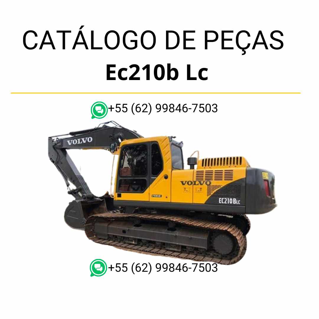 Catálogo de peças em PDF para escavadeira Volvo EC210B LC, com diagramas detalhados e conteúdo técnico em português.