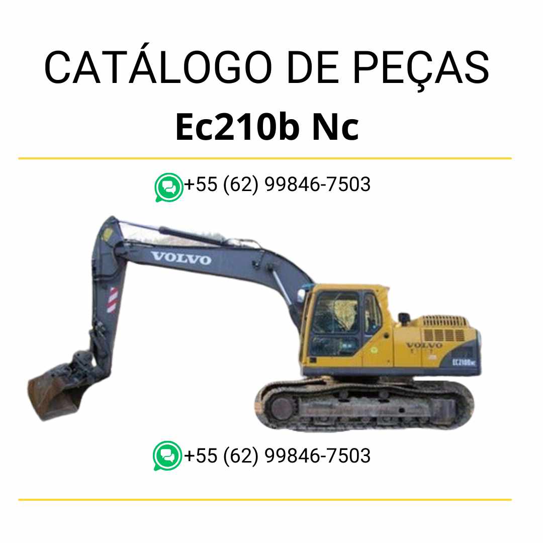 Catálogo de peças PDF da escavadeira Volvo EC210B NC, com listas de componentes, códigos e conteúdo técnico em português.