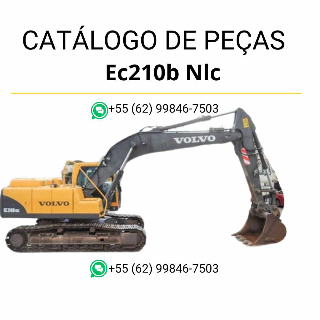 Catálogo de peças da escavadeira Volvo EC210B NLC em PDF, com diagramas, códigos e informações técnicas em português.