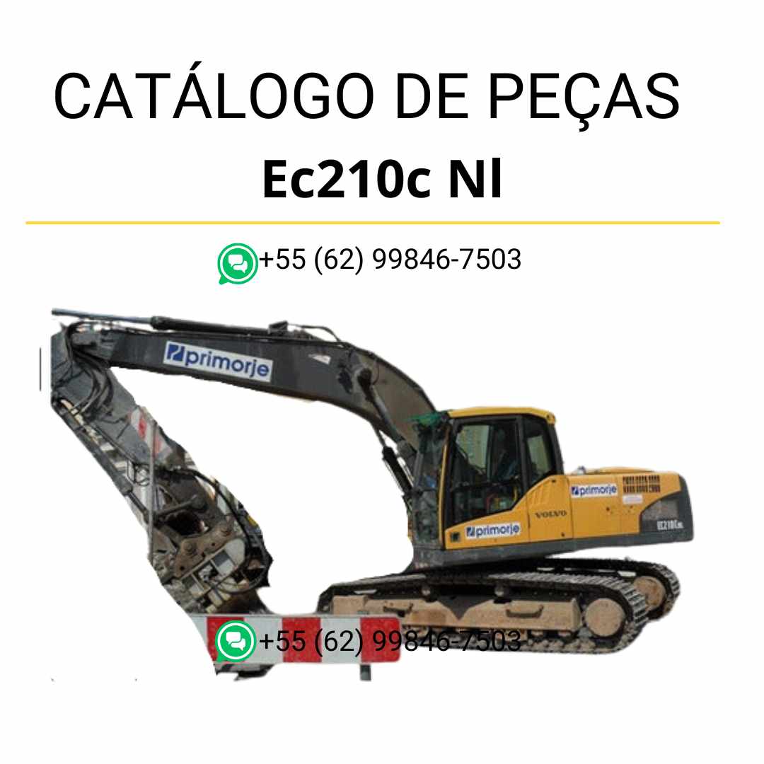 Catálogo de peças para escavadeira Volvo EC210C NL em PDF, com conteúdo técnico em português para identificação e manutenção eficiente.