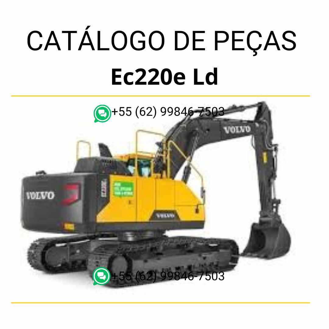 Catálogo de peças em PDF da escavadeira Volvo EC220E LD, com diagramas detalhados e conteúdo técnico em português.