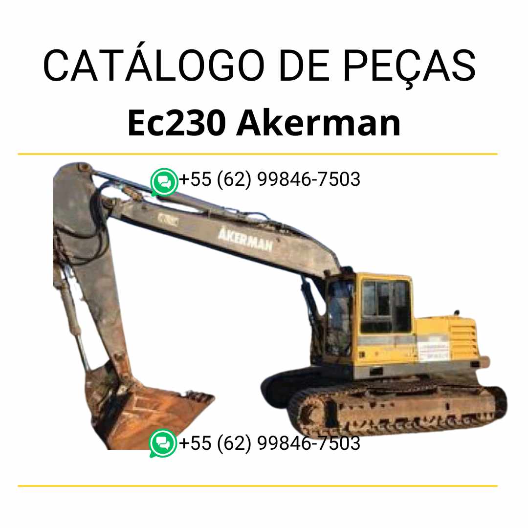 Catálogo PDF em português da escavadeira Volvo EC230 Akerman com diagramas técnicos e códigos de peças para manutenção detalhada