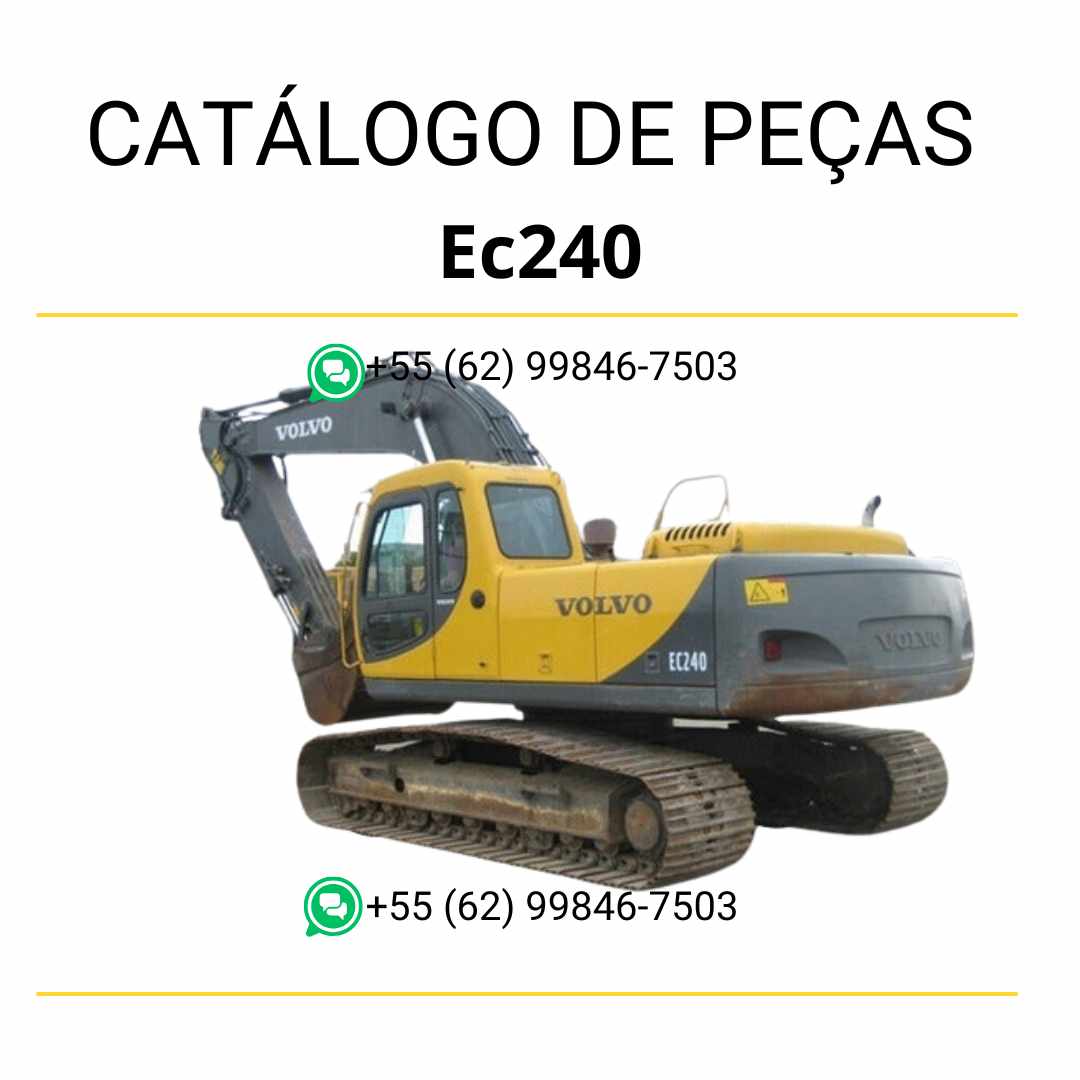 Catálogo de peças em PDF da escavadeira Volvo EC240, com conteúdo técnico detalhado em português para manutenção e reparos