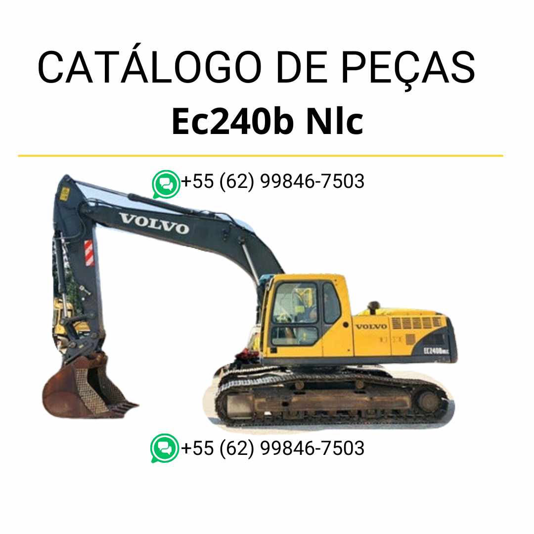Catálogo PDF de peças da escavadeira Volvo EC240B NLC em português, com diagramas e códigos para manutenção e reposição eficiente