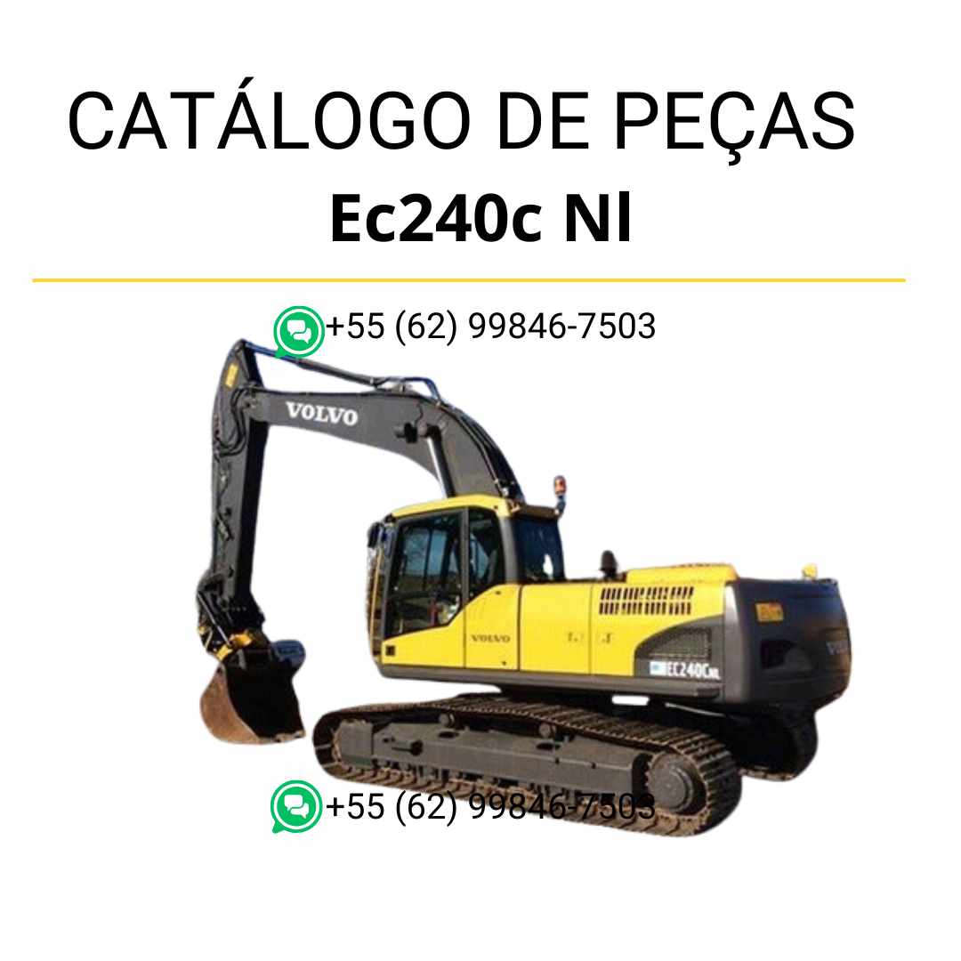 Catálogo de peças em PDF da escavadeira Volvo EC240C NL, com conteúdo técnico em português para manutenção e identificação de peças