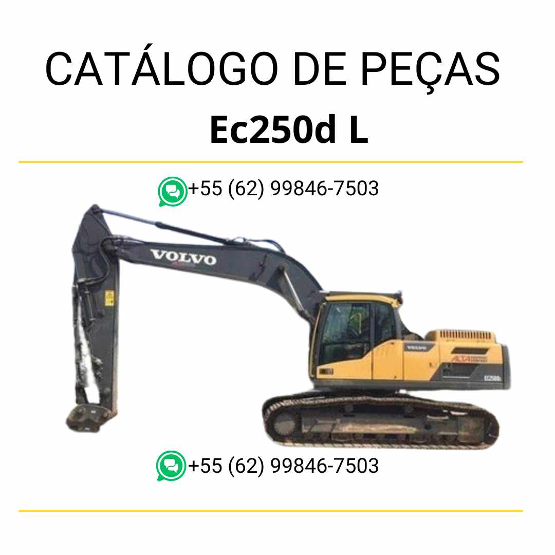 Catálogo PDF de peças da escavadeira Volvo EC250D L, com conteúdo técnico em português e diagramas completos para manutenção eficiente