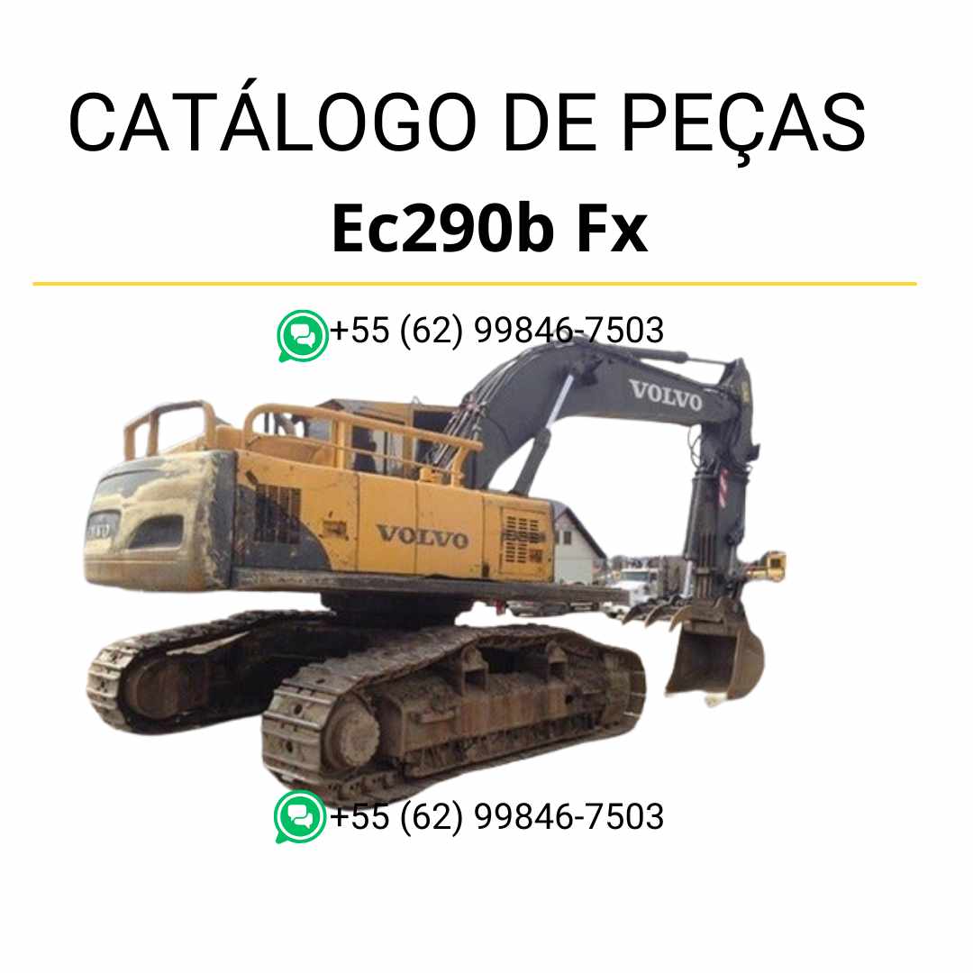 Catálogo de peças em PDF da escavadeira Volvo EC290B FX, com conteúdo técnico em português e diagramas completos para manutenção e reposição.