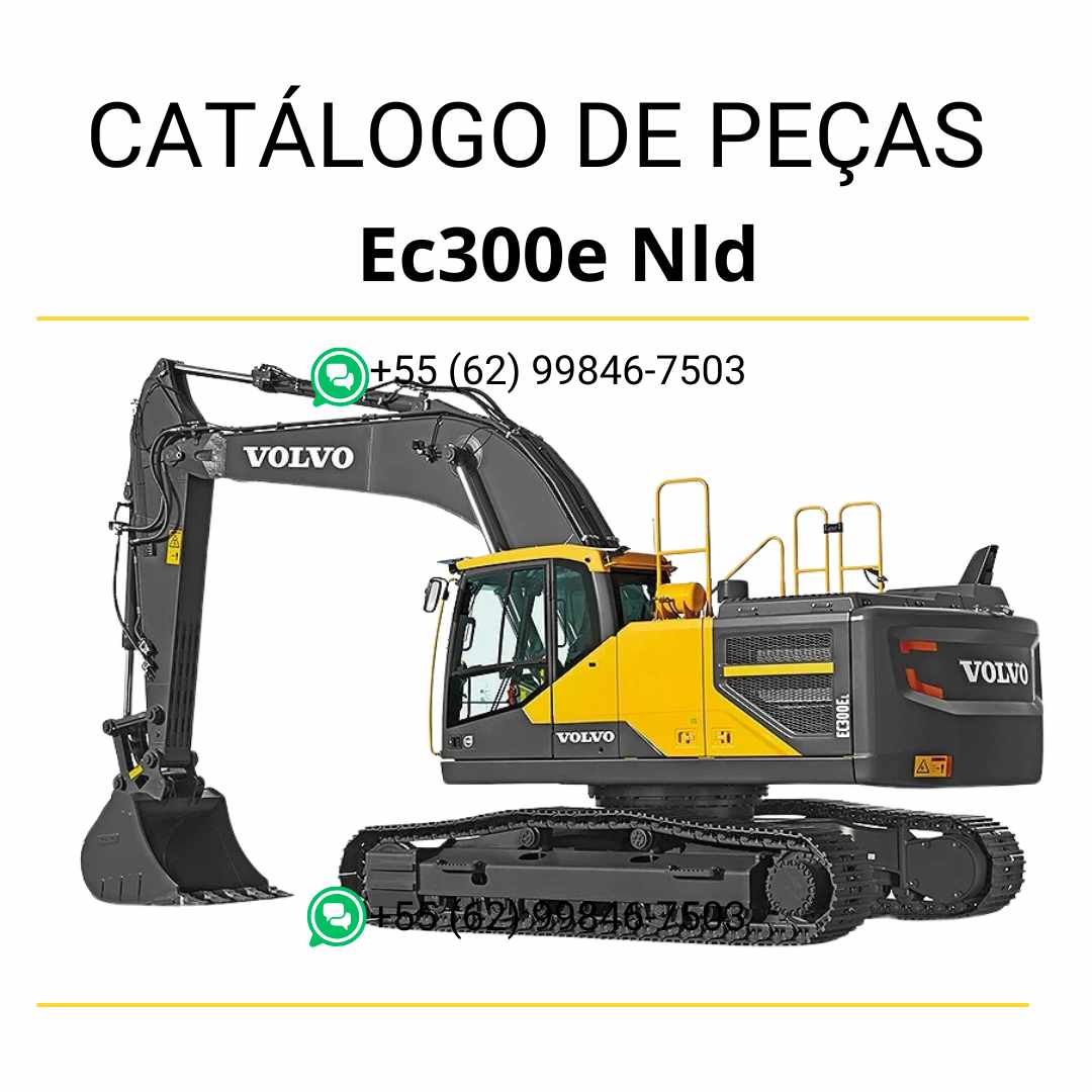 Catálogo de peças da escavadeira Volvo EC300E NLD em PDF, com conteúdo técnico em português e diagramas completos para manutenção e identificação.