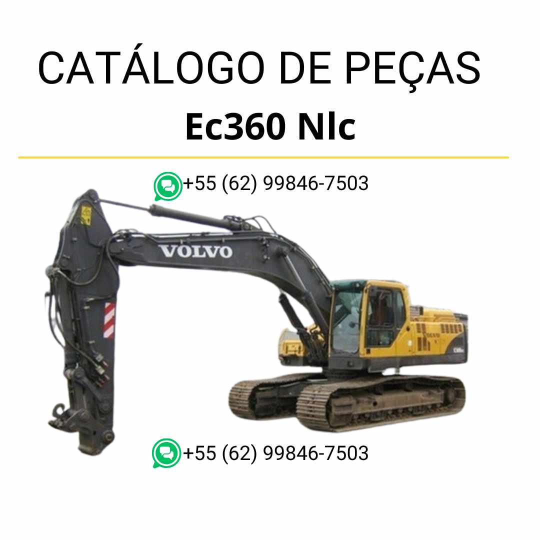 Catálogo de peças em PDF da escavadeira Volvo EC360 NLC, com conteúdo técnico em português e diagramas completos para manutenção e substituição de peças.