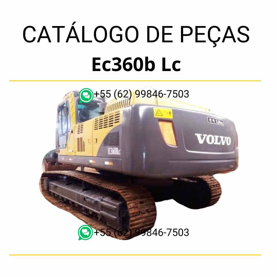 Catálogo de peças da escavadeira Volvo EC360B LC em PDF, com conteúdo técnico em português e diagramas completos para manutenção e reposição de componentes.
