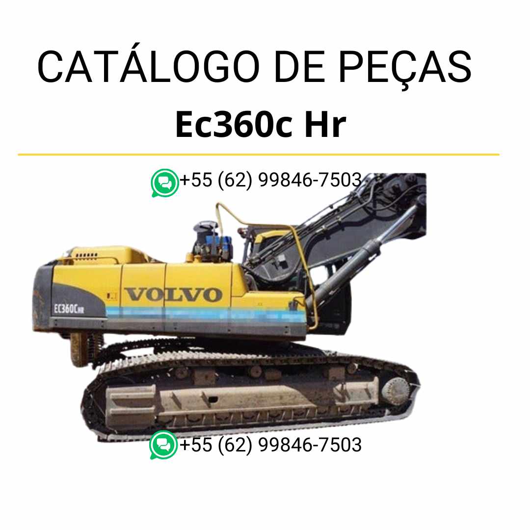 Catálogo PDF de peças da escavadeira Volvo EC360C HR, com conteúdo técnico em português e diagramas completos para manutenção e identificação de componentes.