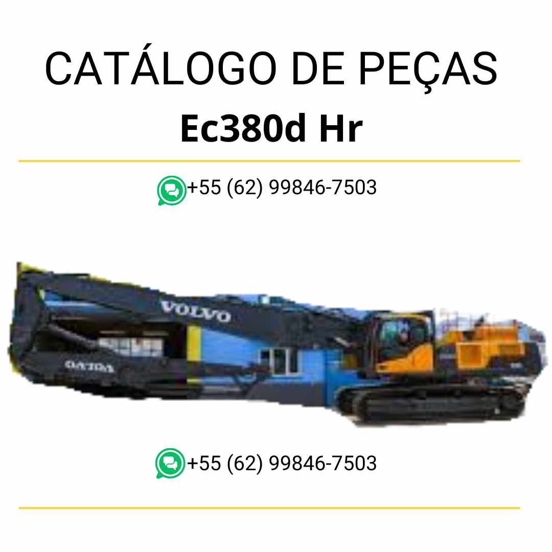 Catálogo de peças da escavadeira Volvo EC380D HR em PDF, com conteúdo técnico em português e diagramas detalhados para manutenção e substituição de peças.
