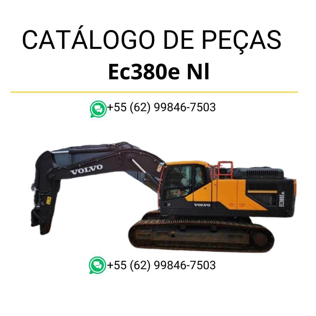 Catálogo de peças em PDF da escavadeira Volvo EC380E NL, com conteúdo técnico em português e diagramas completos para manutenção e identificação de componentes.