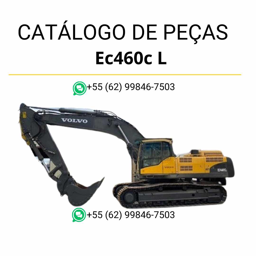 Catálogo de peças em PDF da escavadeira Volvo EC460C L, com conteúdo técnico em português e diagramas completos para manutenção e substituição de peças.