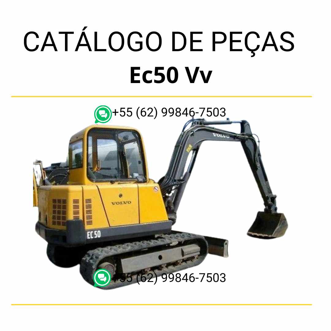 Catálogo de peças em PDF para escavadeira compacta Volvo EC50 VV, com diagramas técnicos completos em português para manutenção e identificação eficiente de componentes