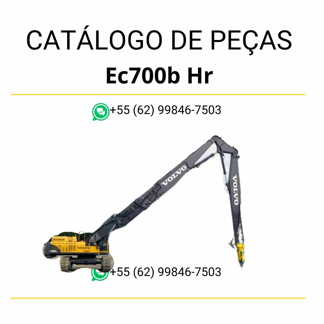 Catálogo de peças da escavadeira Volvo EC700B HR em PDF, com conteúdo técnico em português e diagramas completos para manutenção e identificação de componentes.