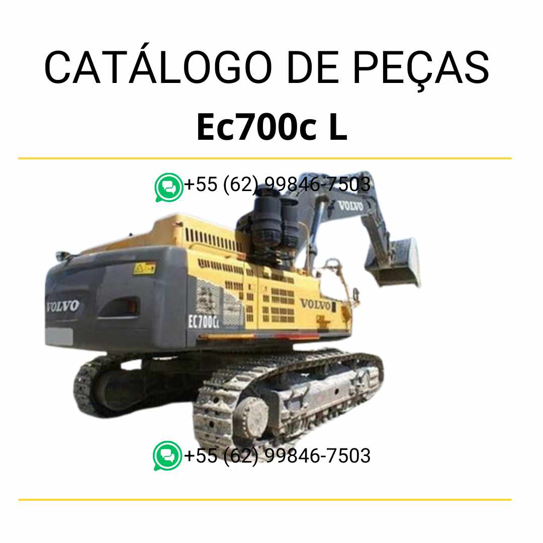 Catálogo de peças em PDF da escavadeira Volvo EC700C L, com conteúdo técnico em português e diagramas completos para manutenção e identificação de componentes.