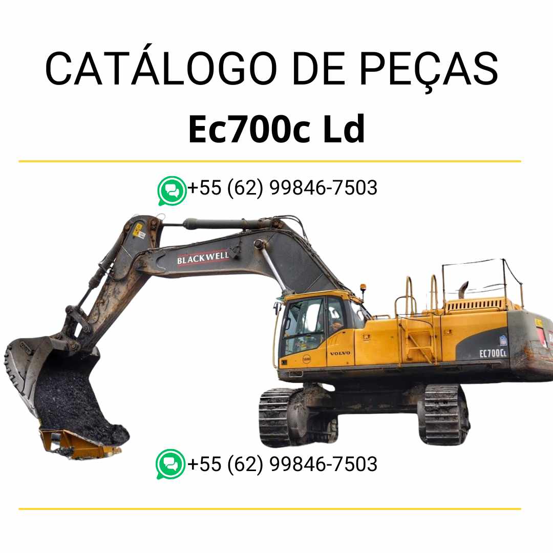 Catálogo de peças em PDF da escavadeira Volvo EC700C LD em português, com diagramas técnicos detalhados e códigos completos de componentes