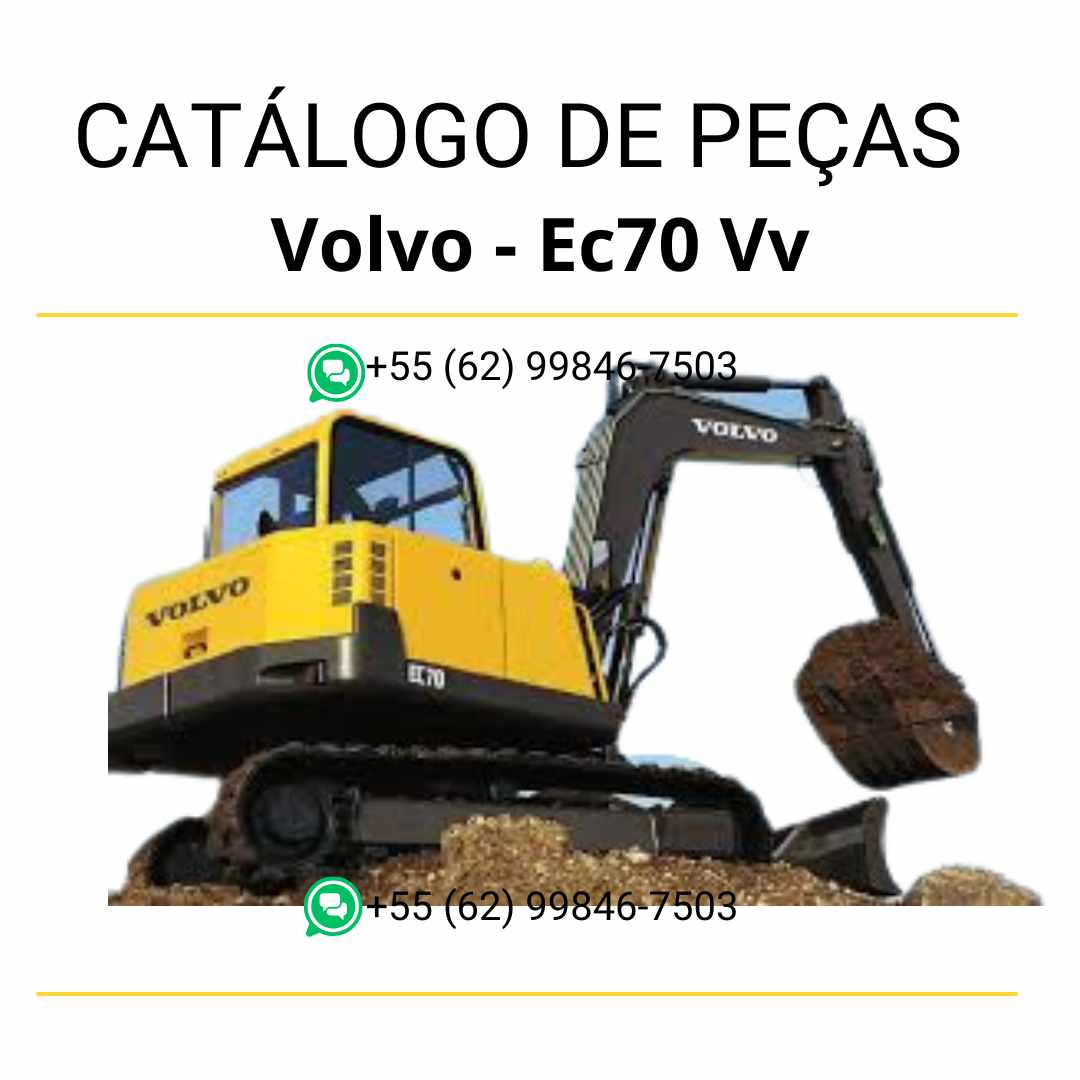 Catálogo de peças em PDF da escavadeira compacta Volvo EC70 VV, com diagramas técnicos completos em português para manutenção e identificação eficiente.
