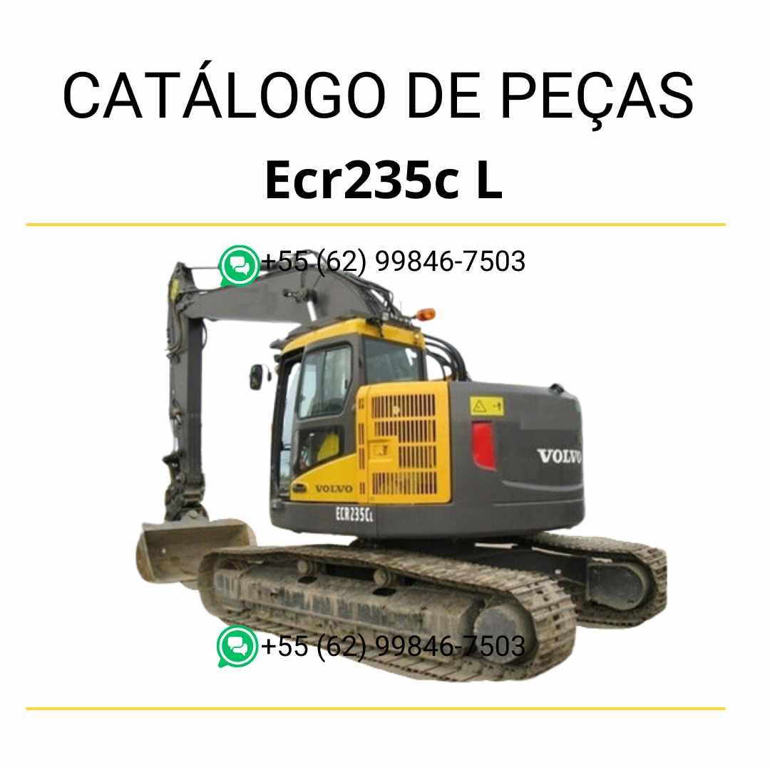Catálogo de peças PDF da escavadeira Volvo ECR235C L com códigos, diagramas e conteúdo em português.