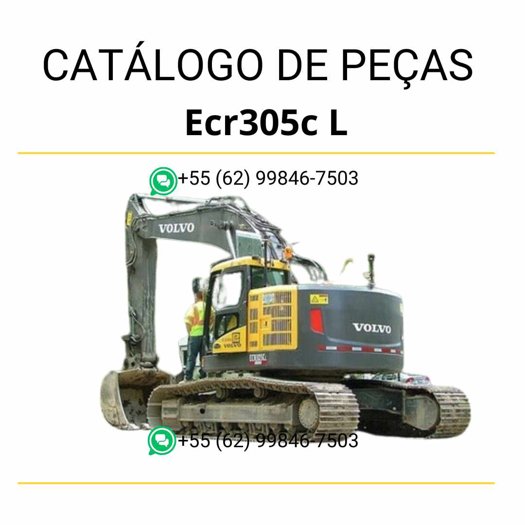 Catálogo de peças da escavadeira Volvo ECR305C L em PDF, com diagramas, códigos e listas completas em português.