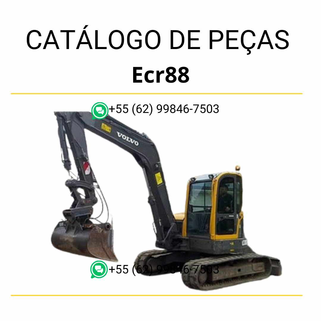 Catálogo de peças em PDF para escavadeira compacta Volvo ECR88, com diagramas técnicos completos em português para manutenção eficiente e identificação de componentes.