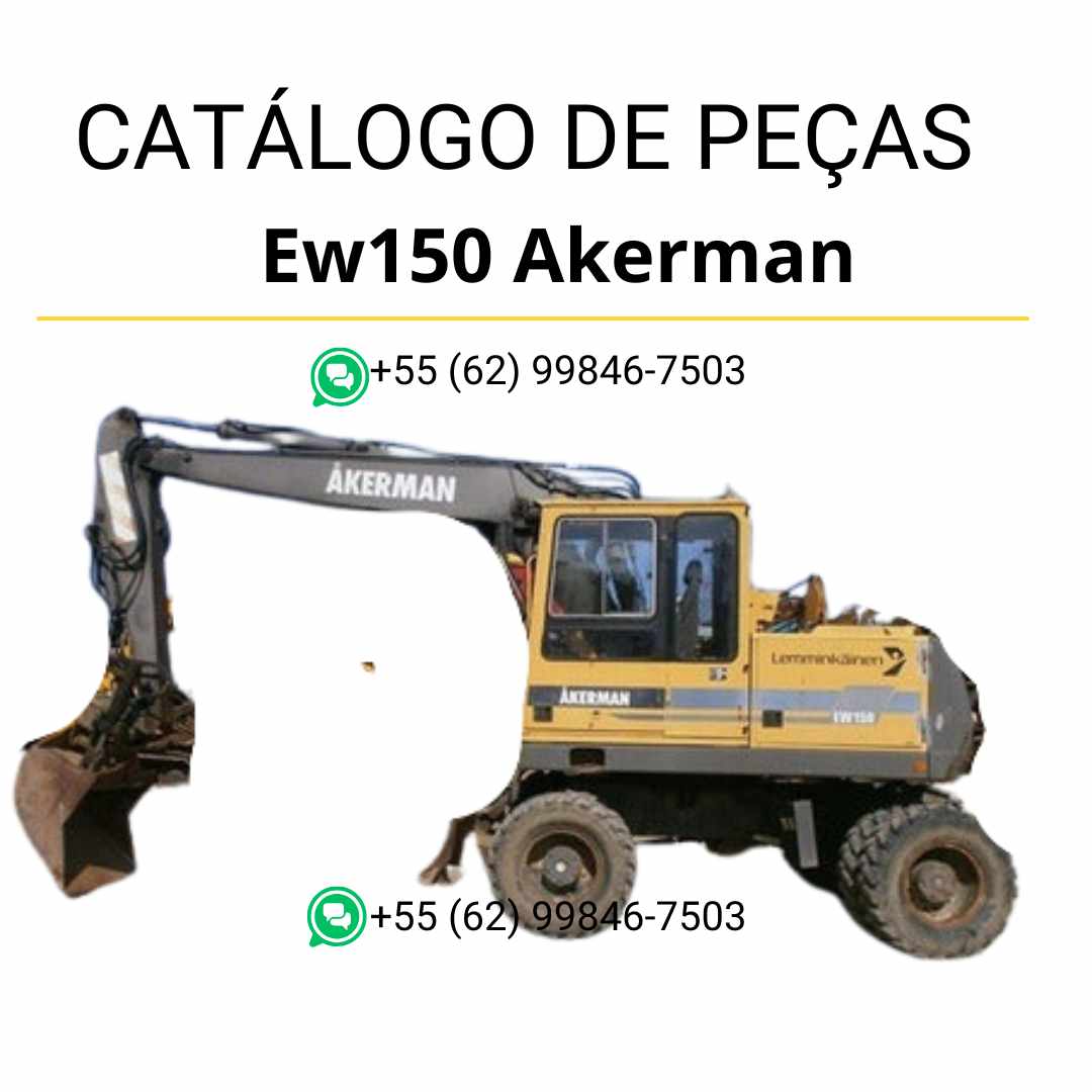 Catálogo de peças da escavadeira Volvo EW150 Akerman em PDF, com diagramas e códigos técnicos em português.